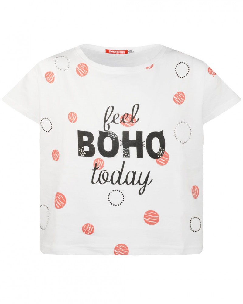 Εφηβική, Βαμβακερή Μπλούζα για κορίτσι “boho”-Εκρού- 16-222231-5