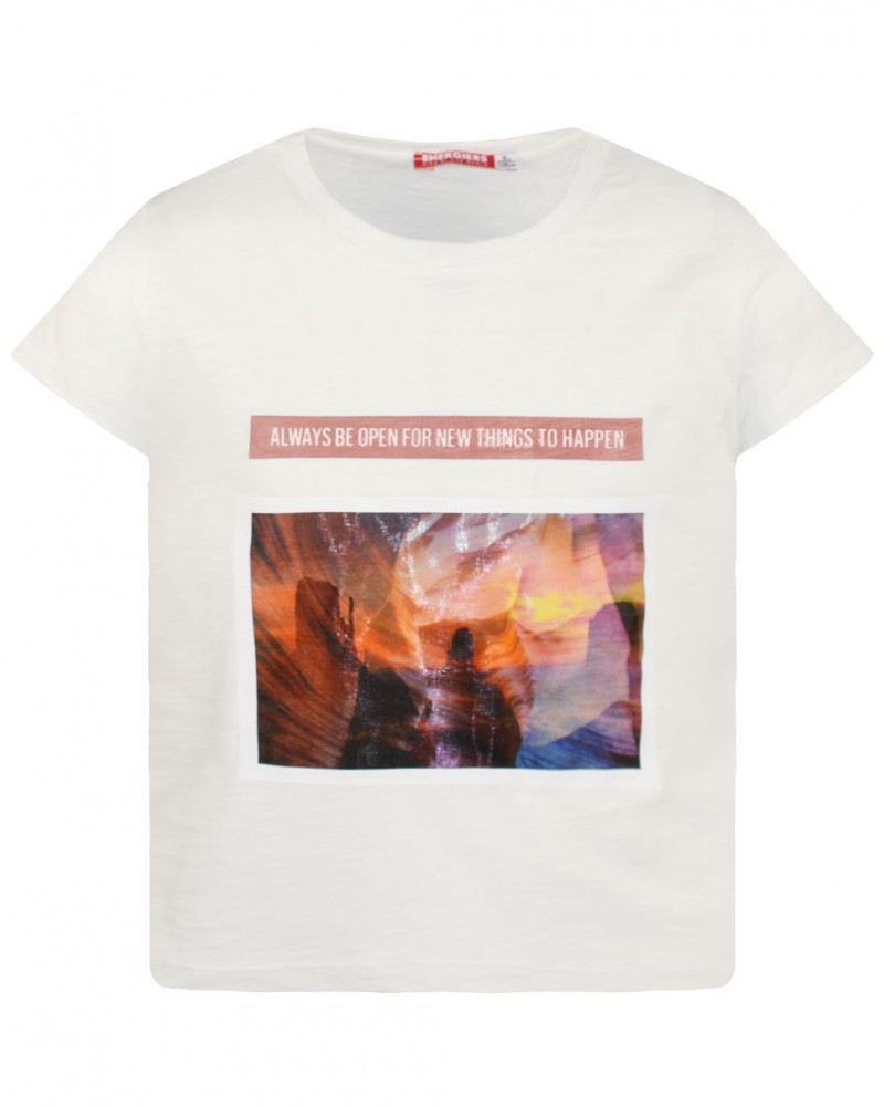 Εφηβική Βαμβακερή Μπλούζα crop top για Κορίτσι -Εκρού- 16-222234-5