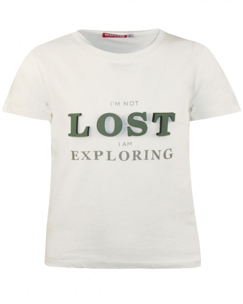 Εφηβική Μακό Μπλούζα Crop top I am not lost -Εκρού- 16-222236-5