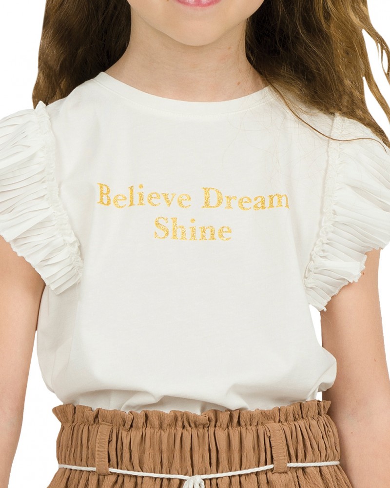 Εφηβική Μπλούζα Μακό Believe Dream Shine Κορίτσι -Εκρού- 16-223210-5