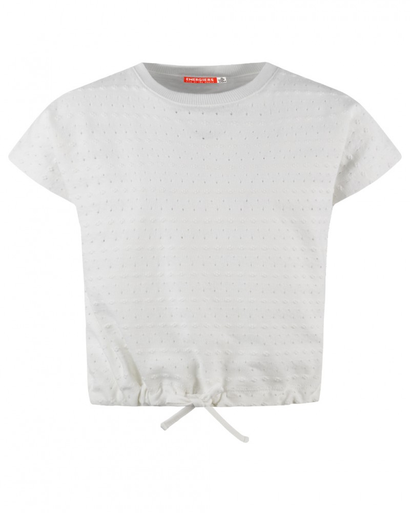 Εφηβική Μπλούζα Crop Top Μονόχρωμη Ζακάρ Κορίτσι -Εκρού- 16-223212-5