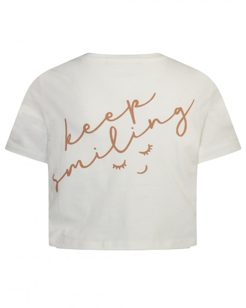 Εφηβική Crop Top Βαμβακερή Μπλούζα love Your Self Κορίτσι -Εκρού- 16-223217-5