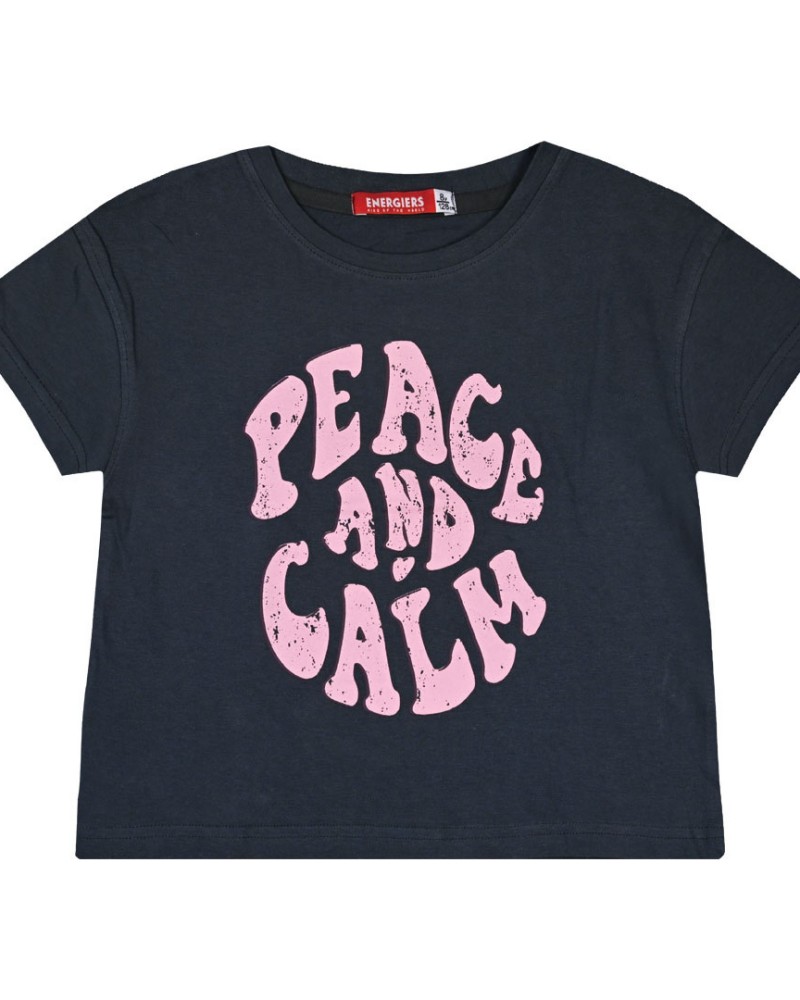 Εφηβική Μπλούζα T-Shirt Μακό Κροπ Peace and Calm Κορίτσι (6-16Ε) -Ανθρακί- 16-224245-5