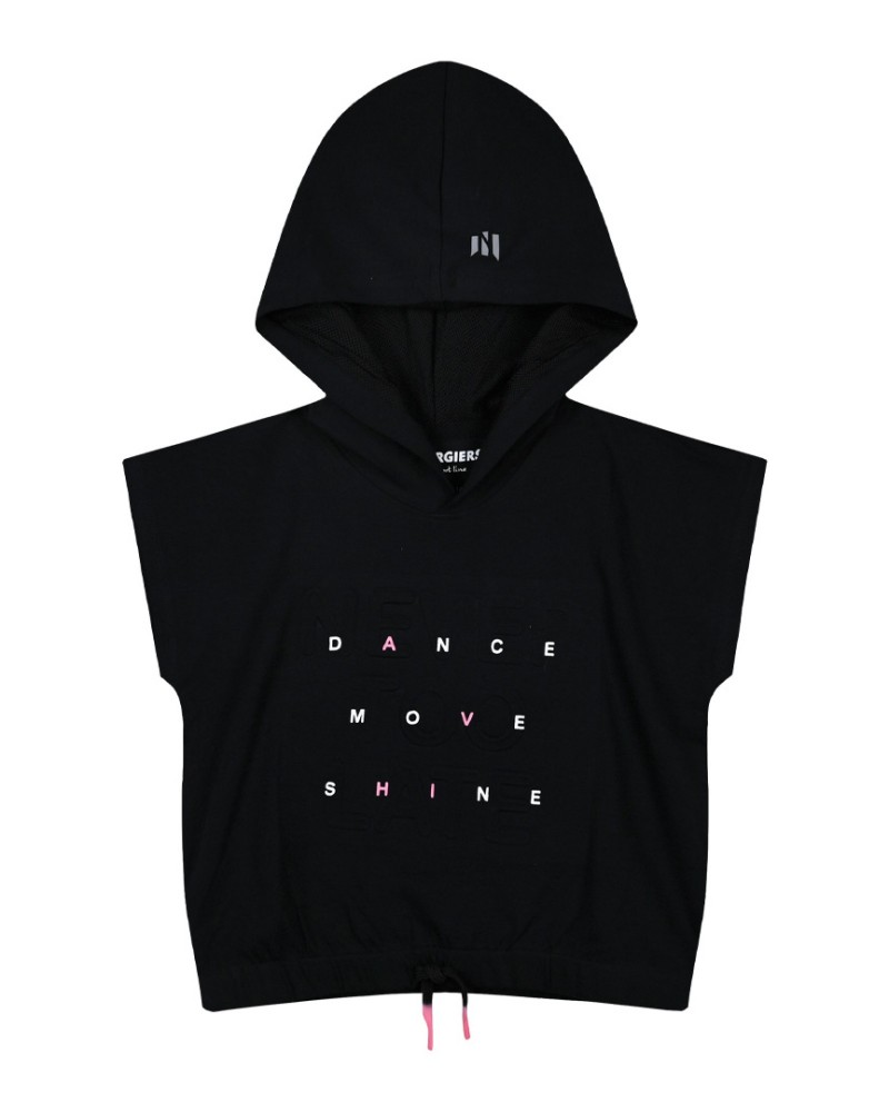 Εφηβική Μπλούζα T-Shirt Κροπ με Κουκούλα Dance Κορίτσι (6-16Ε) -Μαύρο- 16-224903-5