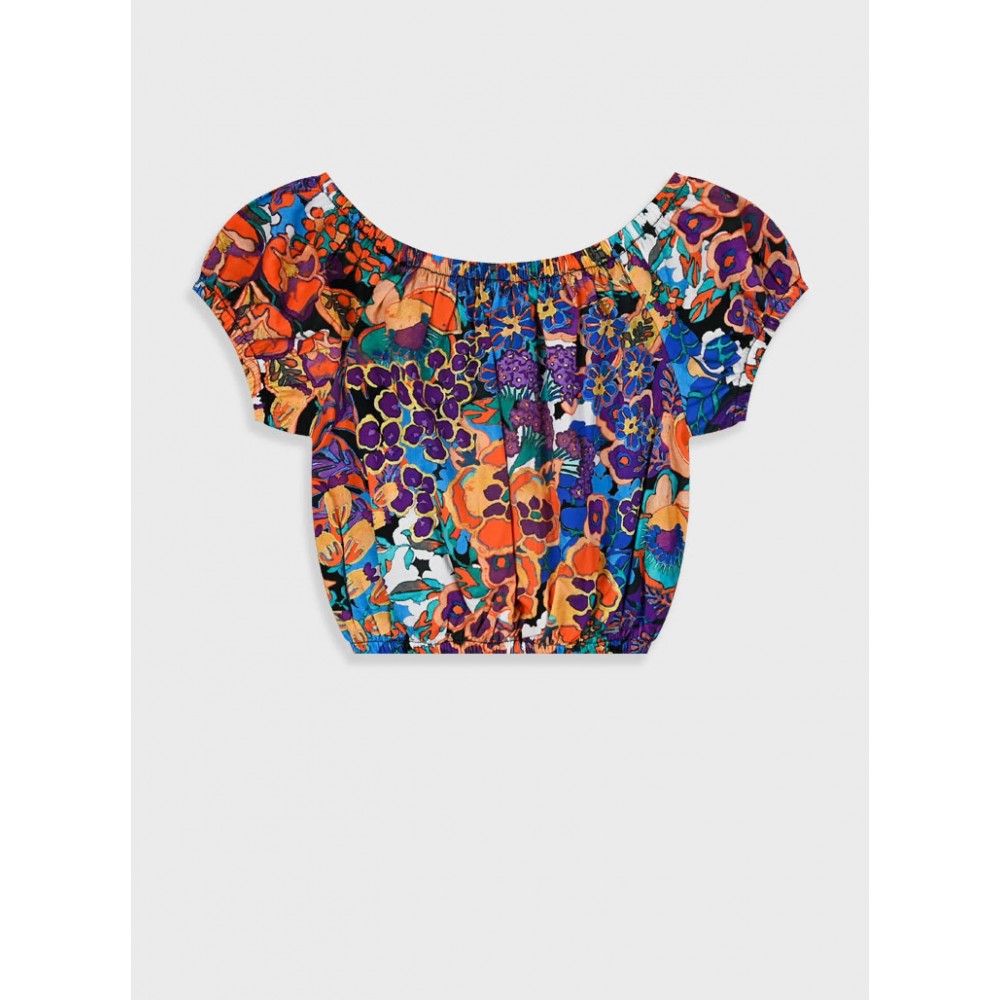 Εφηβική Crop Top Μπλούζα Floral Κορίτσι (6-16) -Εμπριμέ- 16-225204-4