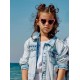 Εφηβικό Τζιν Μπουφάν με Στρας Denim Jacket Jean Κορίτσι (6-16) -Μπλε Τζην- 16-225205-1
