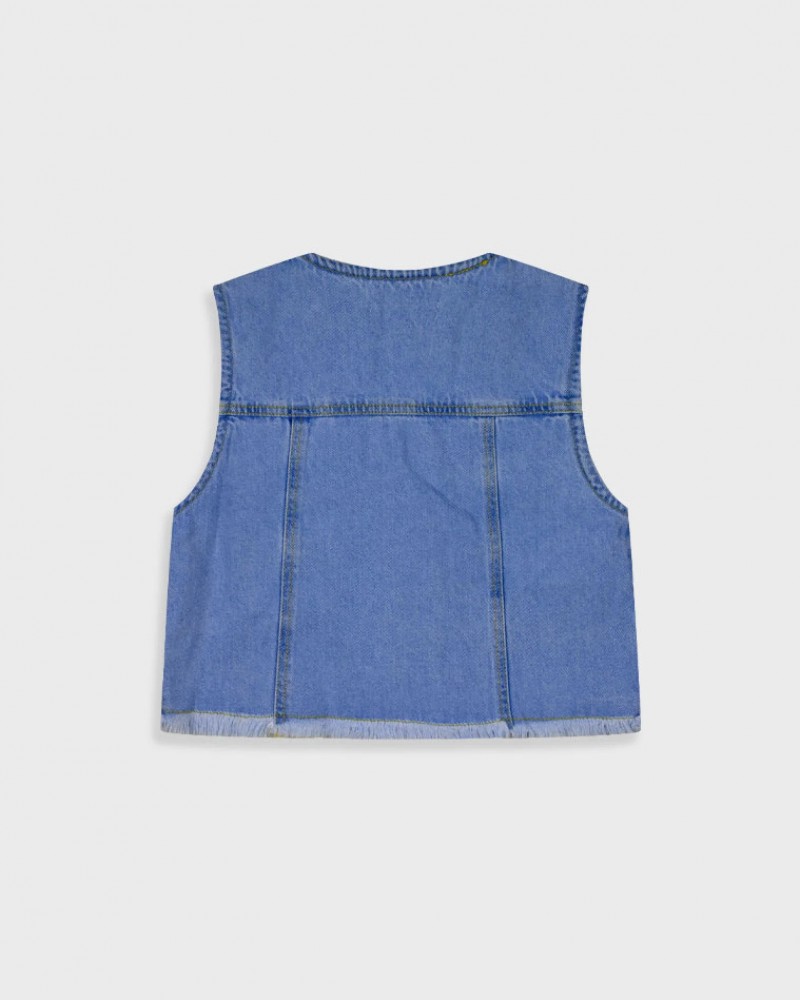 Εφηβικό Τζιν Γιλέκο Αμάνικο Denim Jean Κορίτσι (6-16) -Μπλε Τζην- 16-225218-1