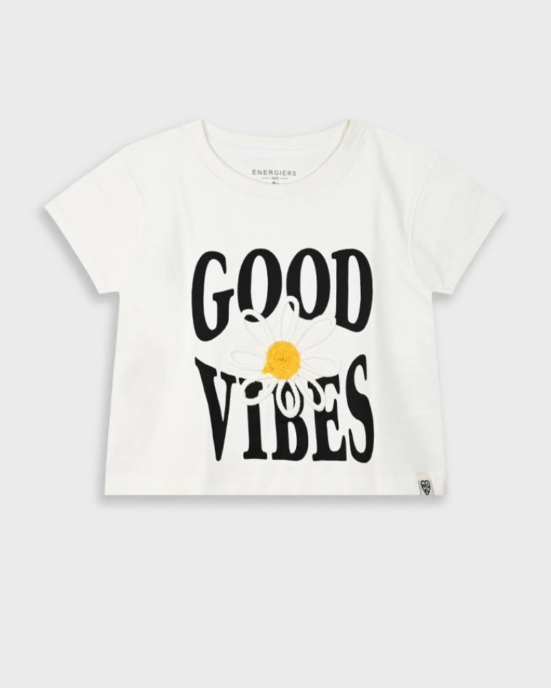 Εφηβική Μπλούζα Βαμβακερή Good Vibes Κορίτσι (6-16)-Εκρού- 16-225223-5