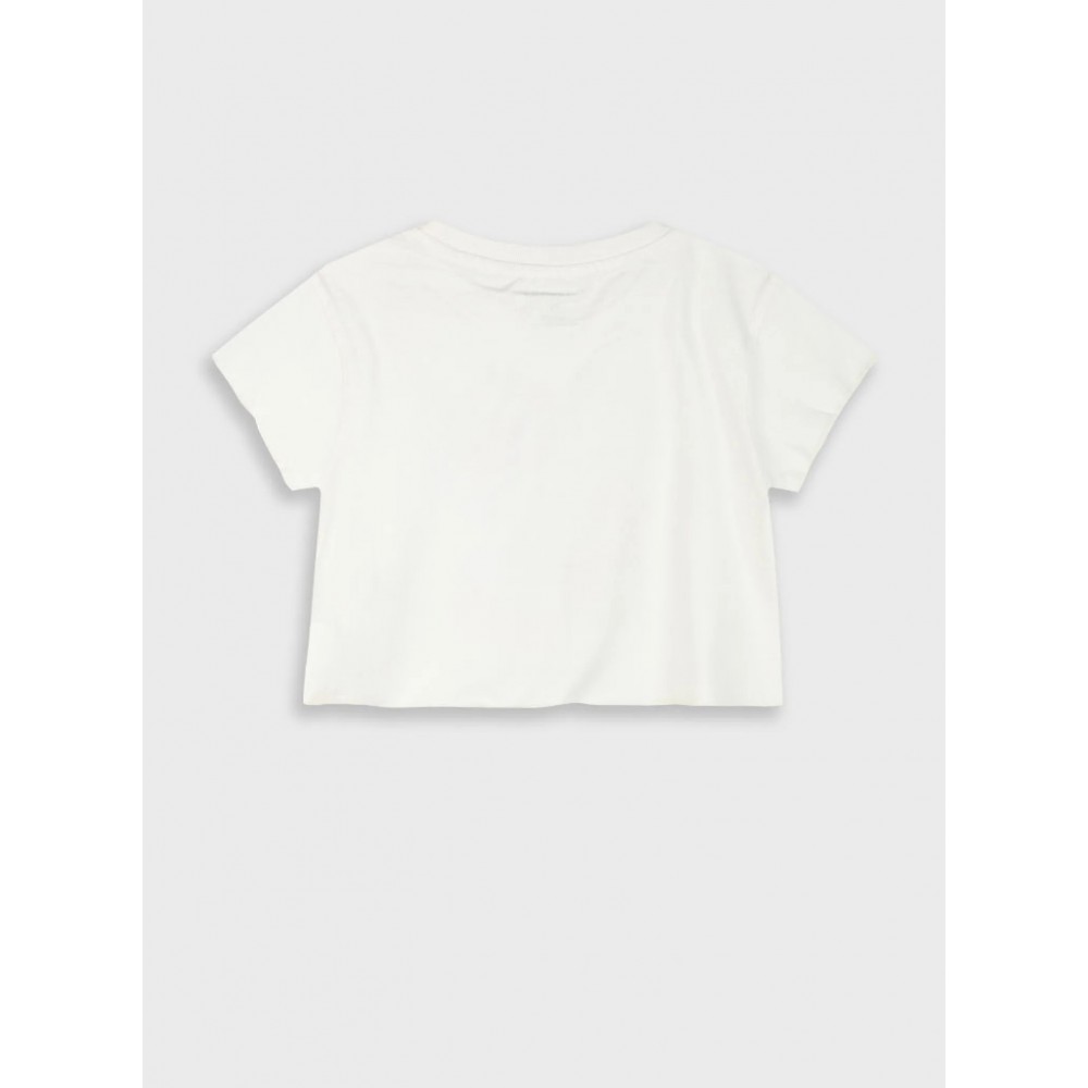 Εφηβική Crop Top Μπλούζα Βαμβακερή με Παγιέτα Κορίτσι (6-16) -Εκρού- 16-225229-5