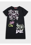 Εφηβικό Φόρεμα Graffiti Good Vibes Κορίτσι (6-16) –Μαύρο– 16-225241-7