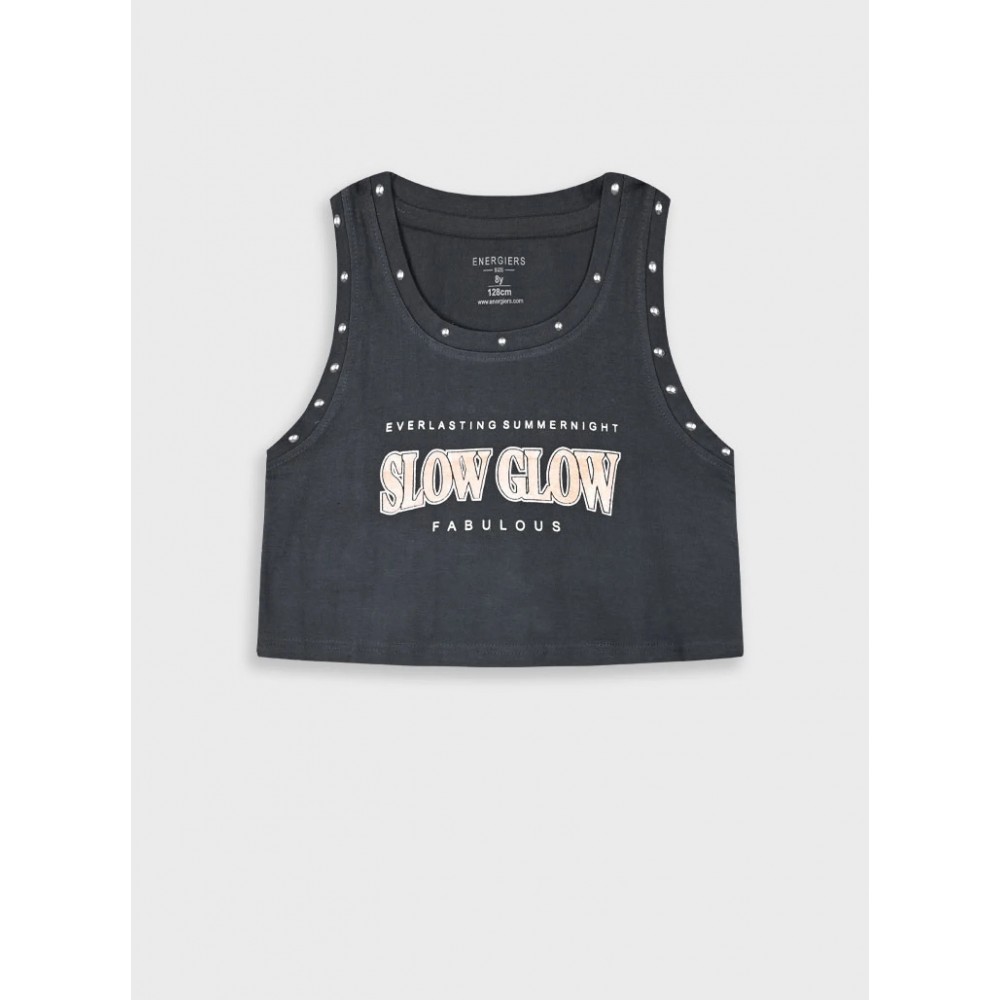 Εφηβική Μπλούζα Αμάνικη Slow Glow Fabulous Κορίτσι (6-16) -Ανθρακί- 16-225245-5