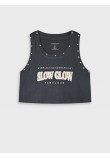 Εφηβική Μπλούζα Αμάνικη Slow Glow Fabulous Κορίτσι (6-16) -Ανθρακί- 16-225245-5