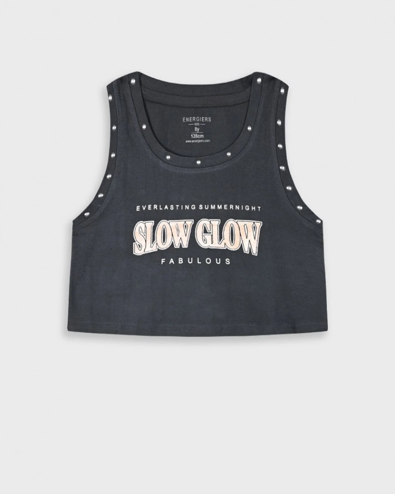 Εφηβική Μπλούζα Αμάνικη Slow Glow Fabulous Κορίτσι (6-16) -Ανθρακί- 16-225245-5