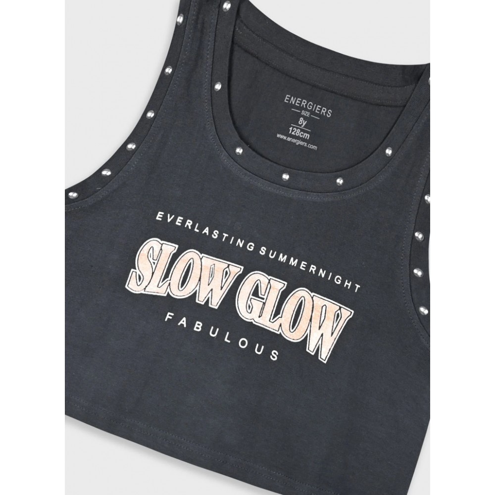 Εφηβική Μπλούζα Αμάνικη Slow Glow Fabulous Κορίτσι (6-16) -Ανθρακί- 16-225245-5