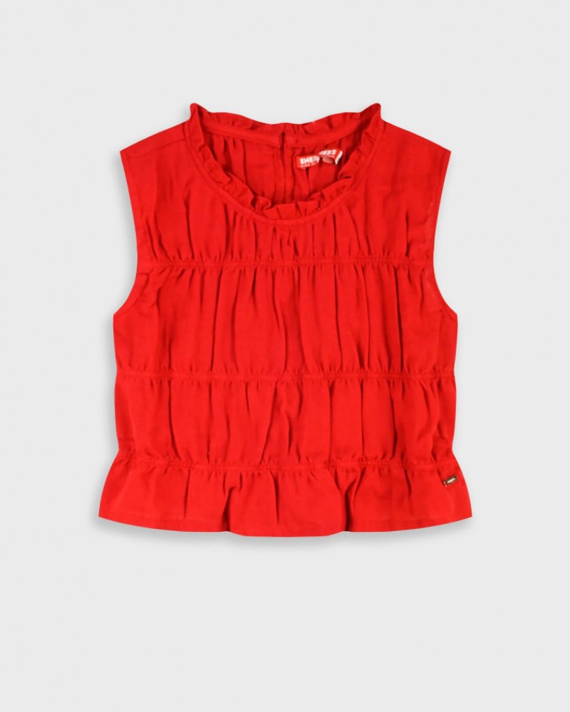 Εφηβική Μπλούζα Αμάνικη με Σούρες Κορίτσι (6-16) -Κόκκινο- 