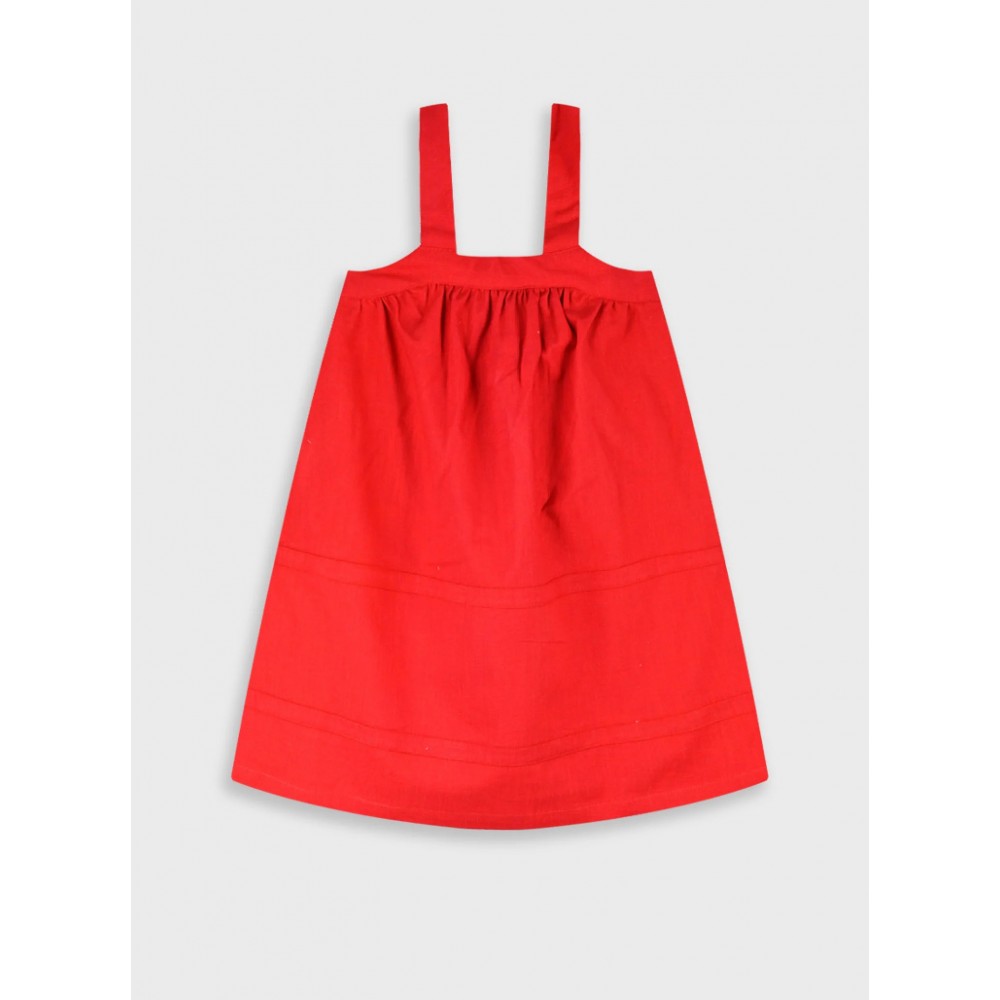 Εφηβικό Φόρεμα με Τιράντα και Σούρα Κορίτσι (6-16) –Κόκκινο– 16-226200-7