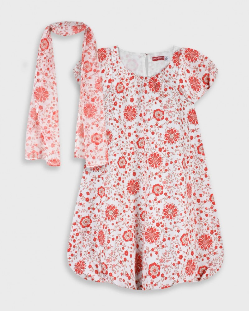 Εφηβικό Φόρεμα Floral Teen Dress με Σάλι Κορίτσι (6-16) -Εμπριμέ- 