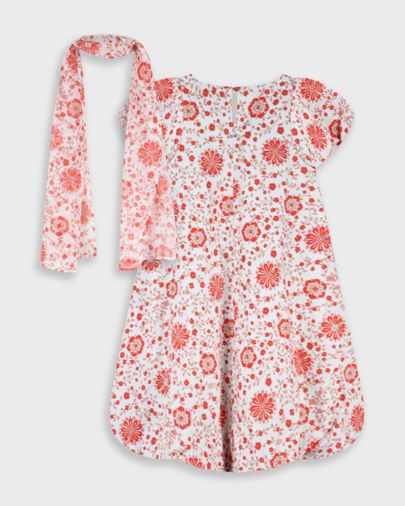 Εφηβικό Φόρεμα Floral Teen Dress με Σάλι Κορίτσι (6-16) -Εμπριμέ- 