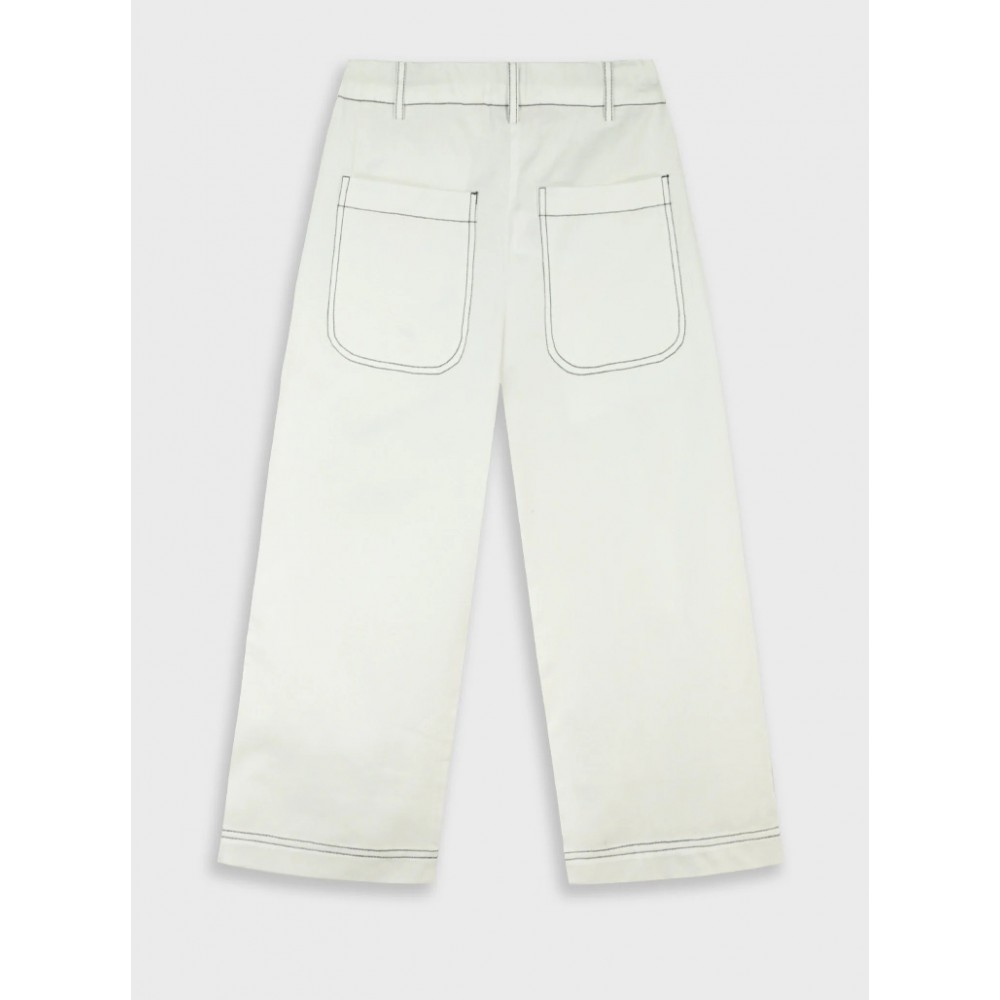 Εφηβικό Παντελόνι Wide Leg Κορίτσι (6-16) -Κρεμ- 16-226205-2