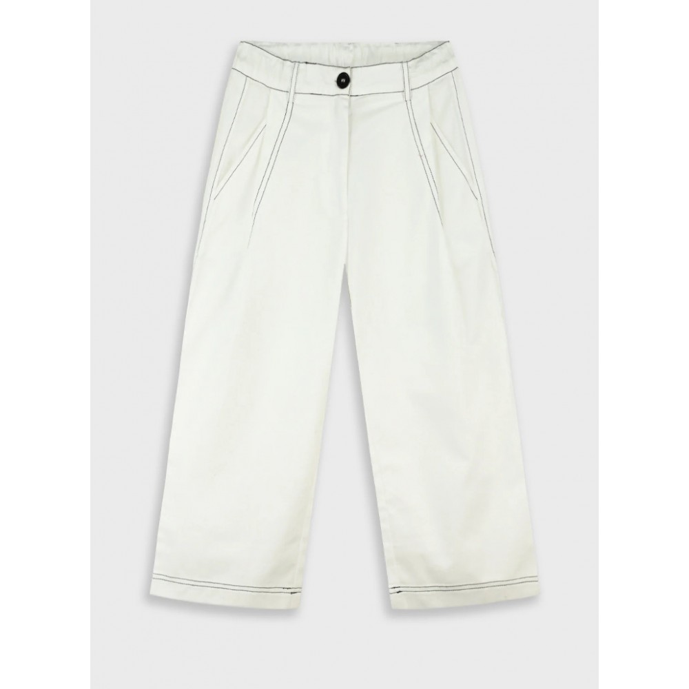 Εφηβικό Παντελόνι Wide Leg Κορίτσι (6-16) -Κρεμ- 16-226205-2