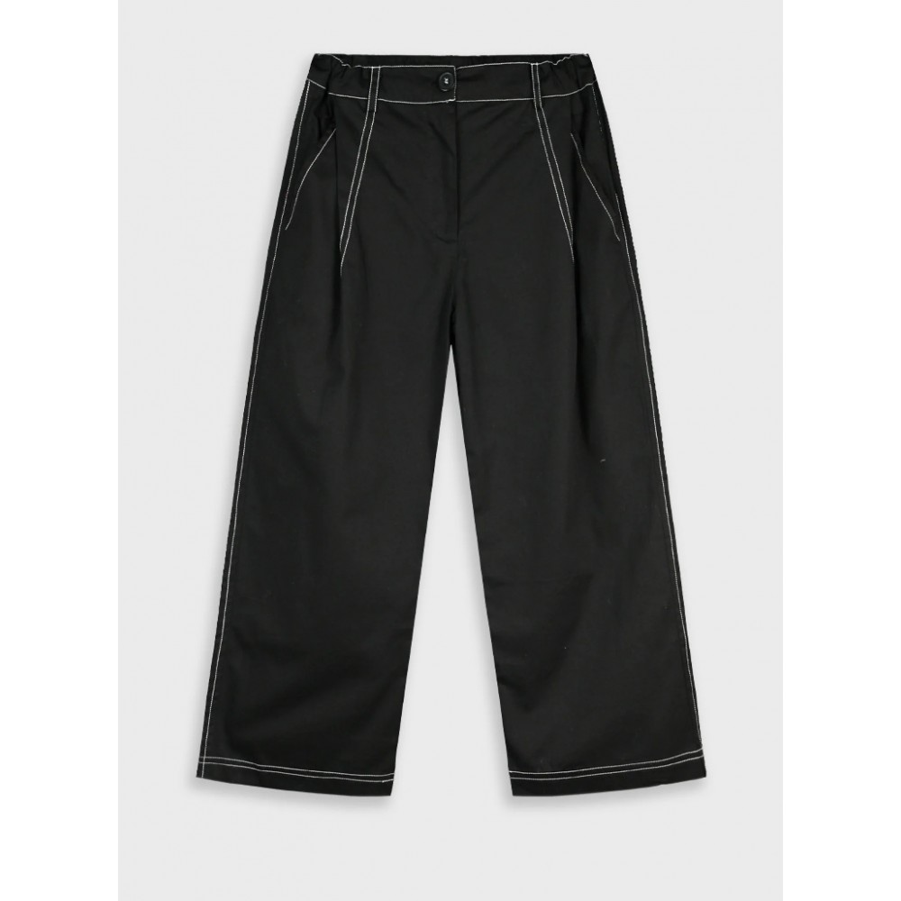 Εφηβικό Παντελόνι Wide Leg Κορίτσι (6-16) -Μαύρο- 16-226205-2