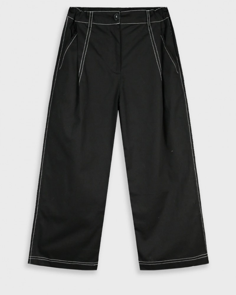 Εφηβικό Παντελόνι Wide Leg Κορίτσι (6-16) -Μαύρο- 