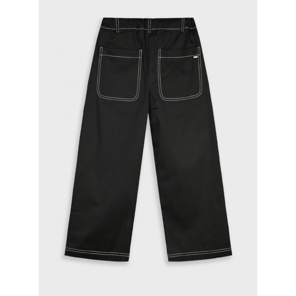 Εφηβικό Παντελόνι Wide Leg Κορίτσι (6-16) -Μαύρο- 16-226205-2