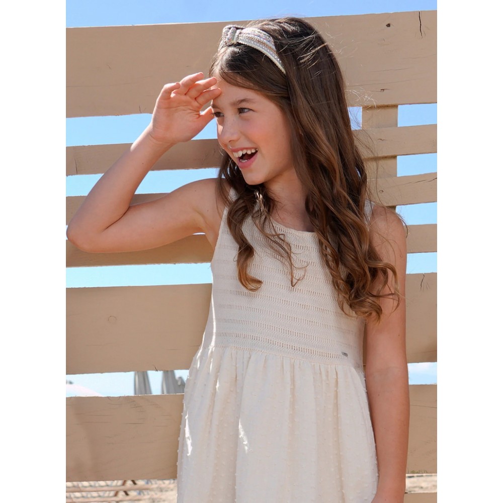 Εφηβικό Φόρεμα Αμάνικο Teen Dress με Κέντημα Κορίτσι (6-16) -Βανίλια- 16-226210-7