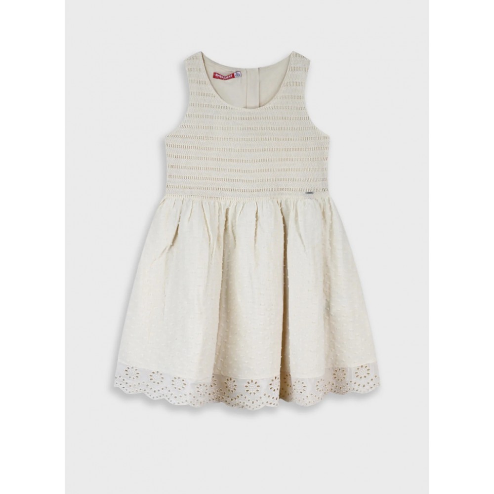 Εφηβικό Φόρεμα Αμάνικο Teen Dress με Κέντημα Κορίτσι (6-16) -Βανίλια- 16-226210-7