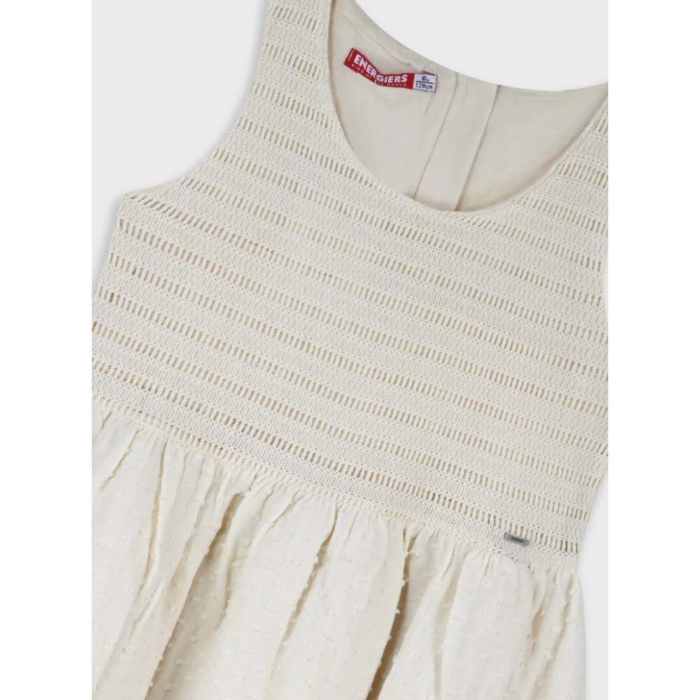Εφηβικό Φόρεμα Αμάνικο Teen Dress με Κέντημα Κορίτσι (6-16) -Βανίλια- 16-226210-7