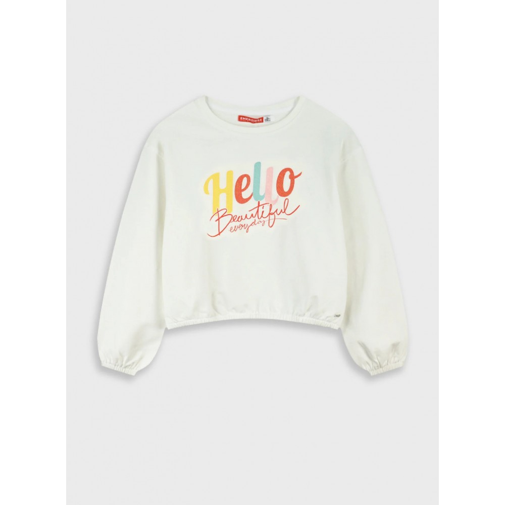Εφηβική Μπλούζα Εποχής με Τύπωμα Hello Beautiful Κορίτσι (6-16) -Εκρού- 16-226212-5
