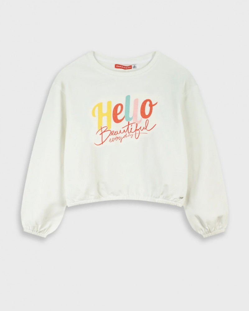 Εφηβική Μπλούζα Εποχής με Τύπωμα Hello Beautiful Κορίτσι (6-16) -Εκρού- 