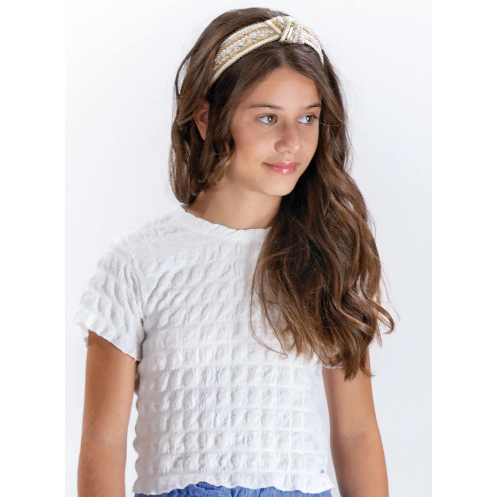 Εφηβικό Top Μπλουζάκι Κοντομάνικο Κορίτσι (6-16) -Εκρού- 16-226223-5