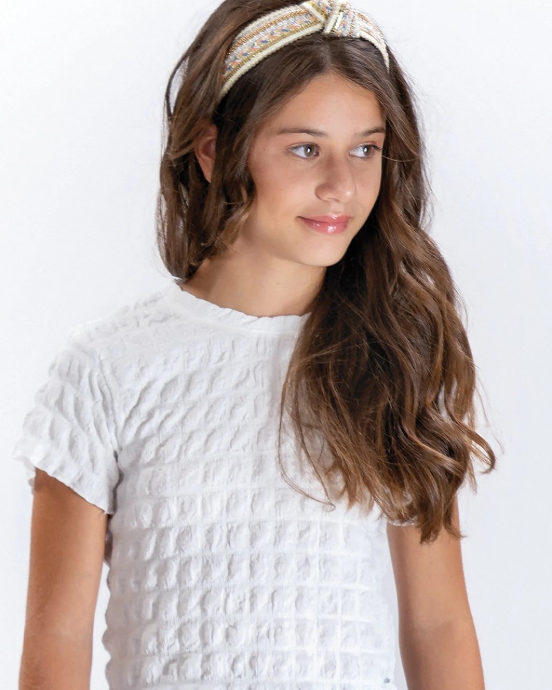 Εφηβικό Top Μπλουζάκι Κοντομάνικο Κορίτσι (6-16) -Εκρού- 