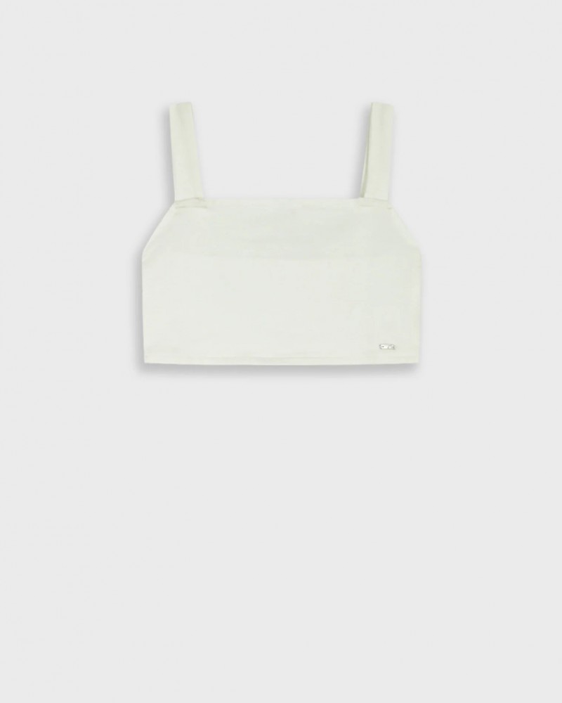 Εφηβικό Crop Top Μπλουζάκι με Τιράντα Κορίτσι (6-16) -Εκρού- 