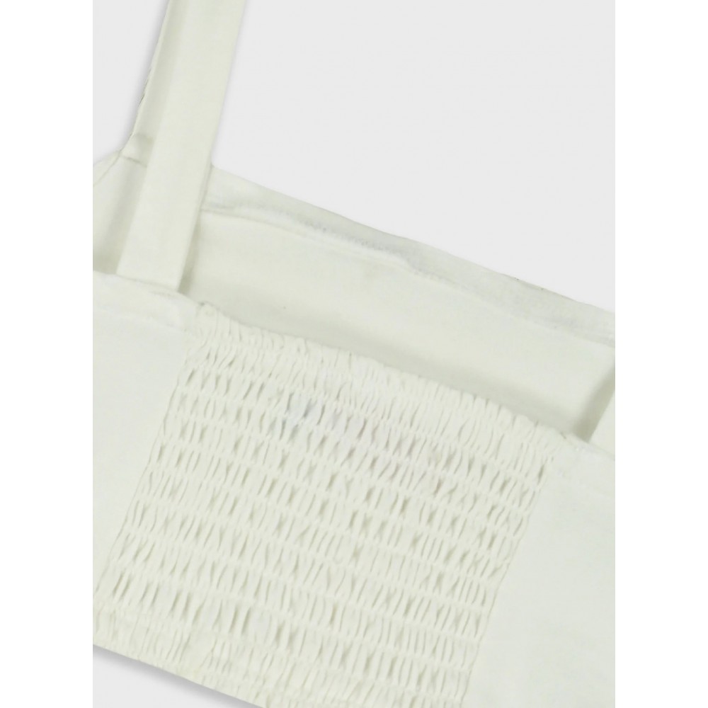 Εφηβικό Crop Top Μπλουζάκι με Τιράντα Κορίτσι (6-16) -Εκρού- 16-226238-5