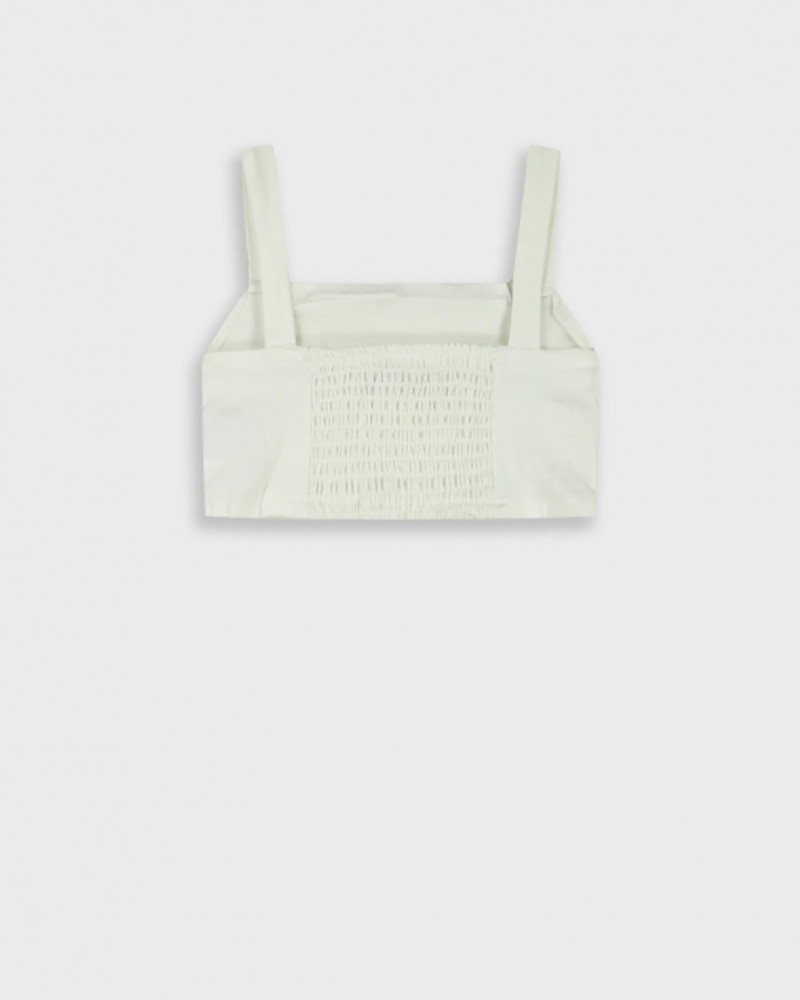 Εφηβικό Crop Top Μπλουζάκι με Τιράντα Κορίτσι (6-16) -Εκρού- 