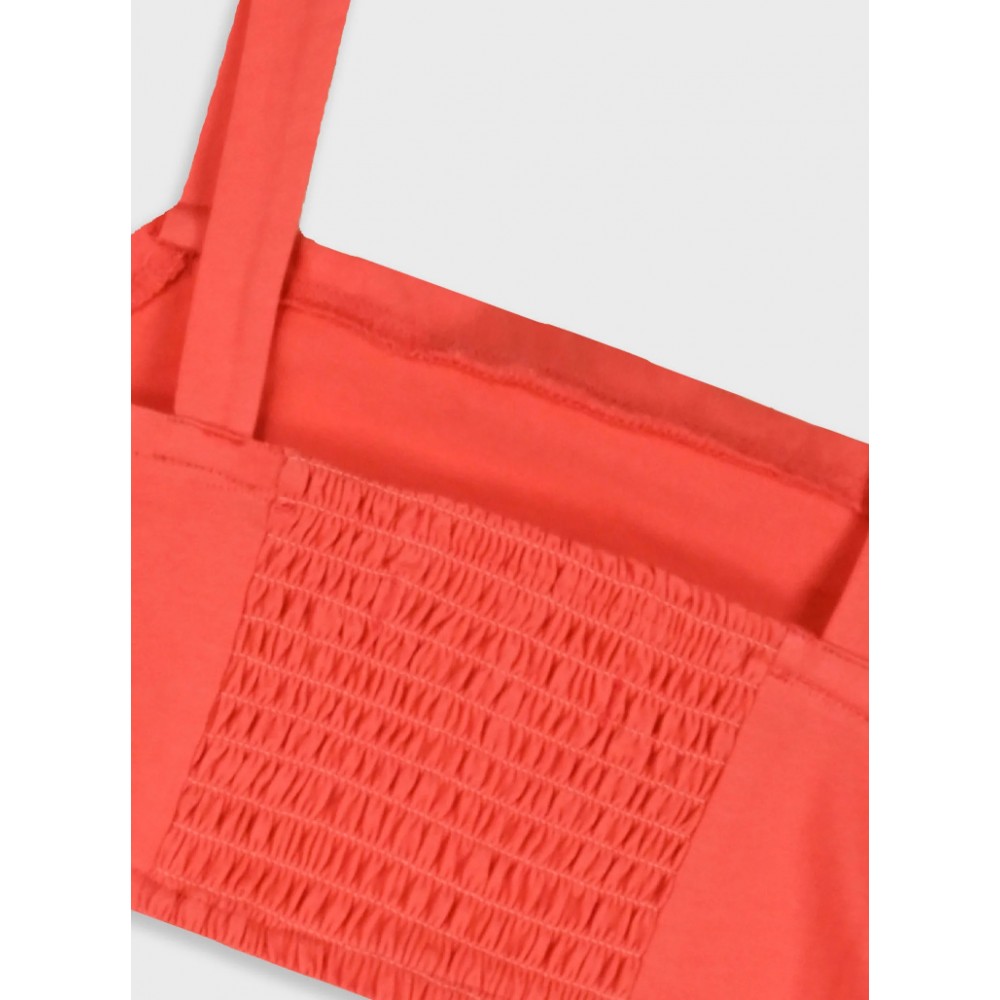 Εφηβικό Crop Top Μπλουζάκι με Τιράντα Κορίτσι (6-16) -Κοραλλί- 16-226238-5