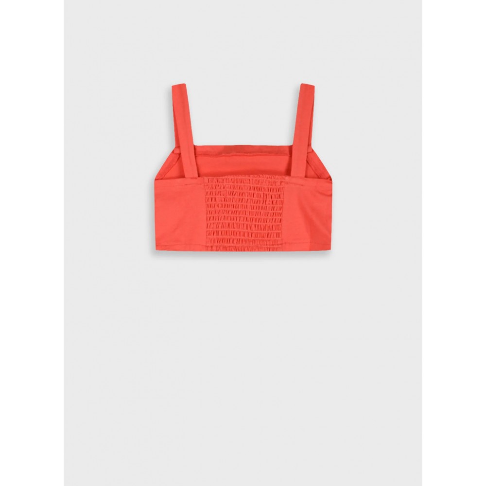Εφηβικό Crop Top Μπλουζάκι με Τιράντα Κορίτσι (6-16) -Κοραλλί- 16-226238-5