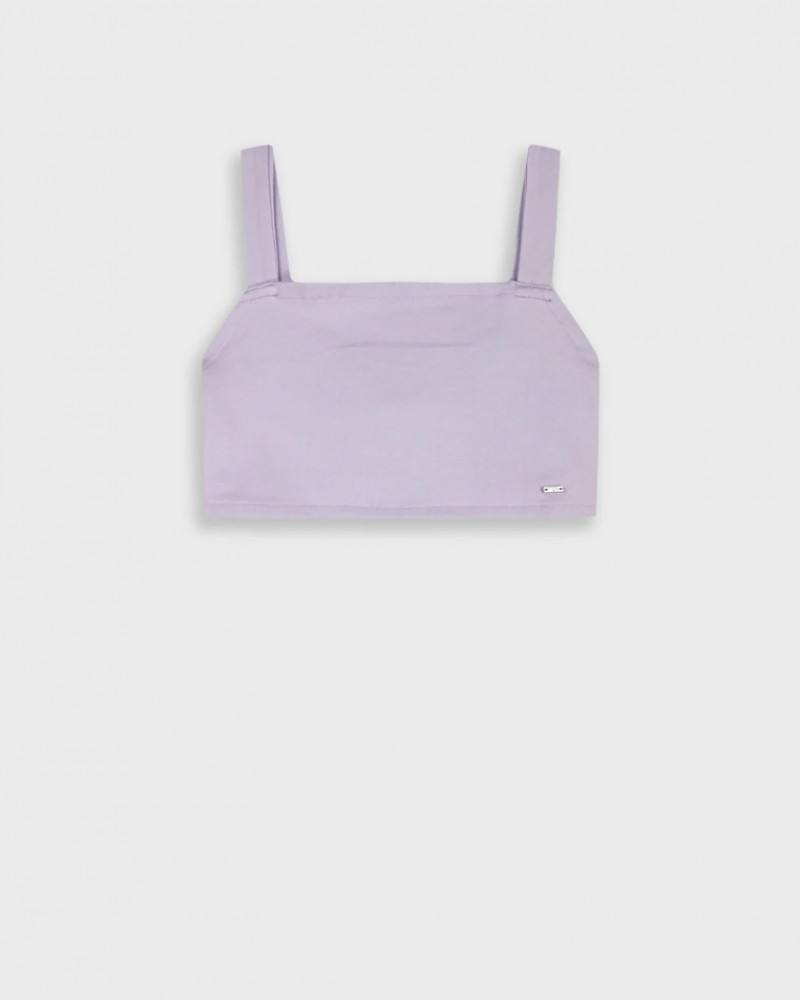 Εφηβικό Crop Top Μπλουζάκι με Τιράντα Κορίτσι (6-16) -Λιλά- 