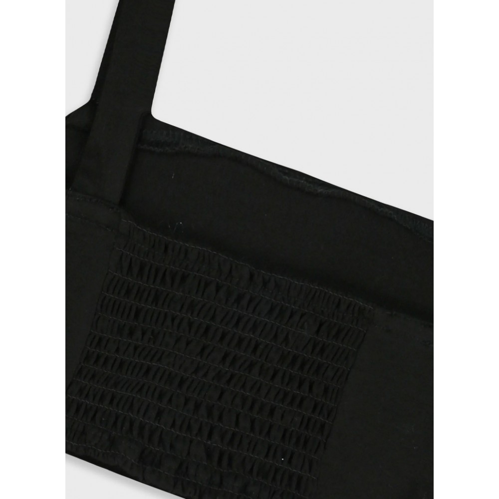 Εφηβικό Crop Top Μπλουζάκι με Τιράντα Κορίτσι (6-16) -Μαύρο- 16-226238-5