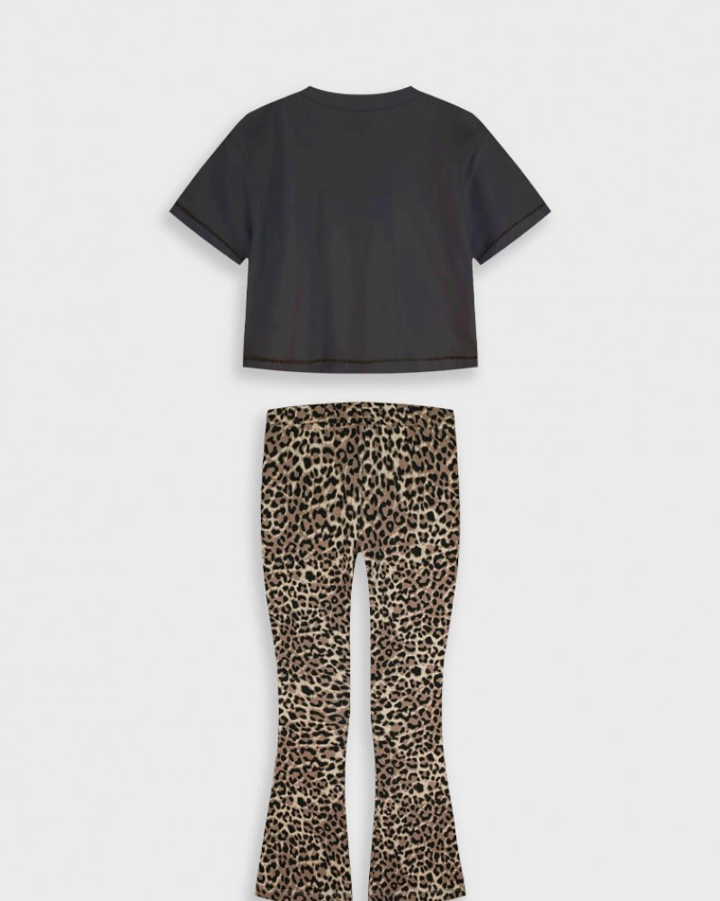 Εφηβικό Σετ με Μπλούζα Crop Your Happy Και Κολάν Καμπάνα Κορίτσι (6-16) -Leopard- 