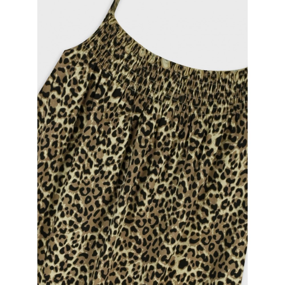 Εφηβικό Σετ Φόρεμα με Τιράντα Λεοπάρ και Μακό Μπλούζα Κορίτσι (6-16) –Εμπριμέ– 16-226243-7