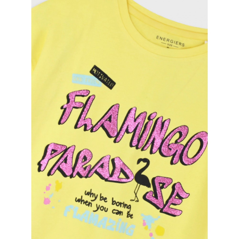 Εφηβικό Μακό Σετ με Μπλούζα Flamingo Και Κολάν Κάπρι Κορίτσι (6-16) -Μαύρο- 16-226269-0