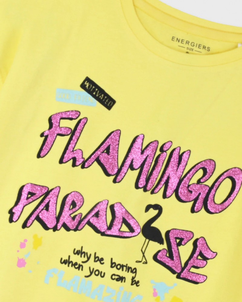 Εφηβικό Μακό Σετ με Μπλούζα Flamingo Και Κολάν Κάπρι Κορίτσι (6-16) -Μαύρο- 