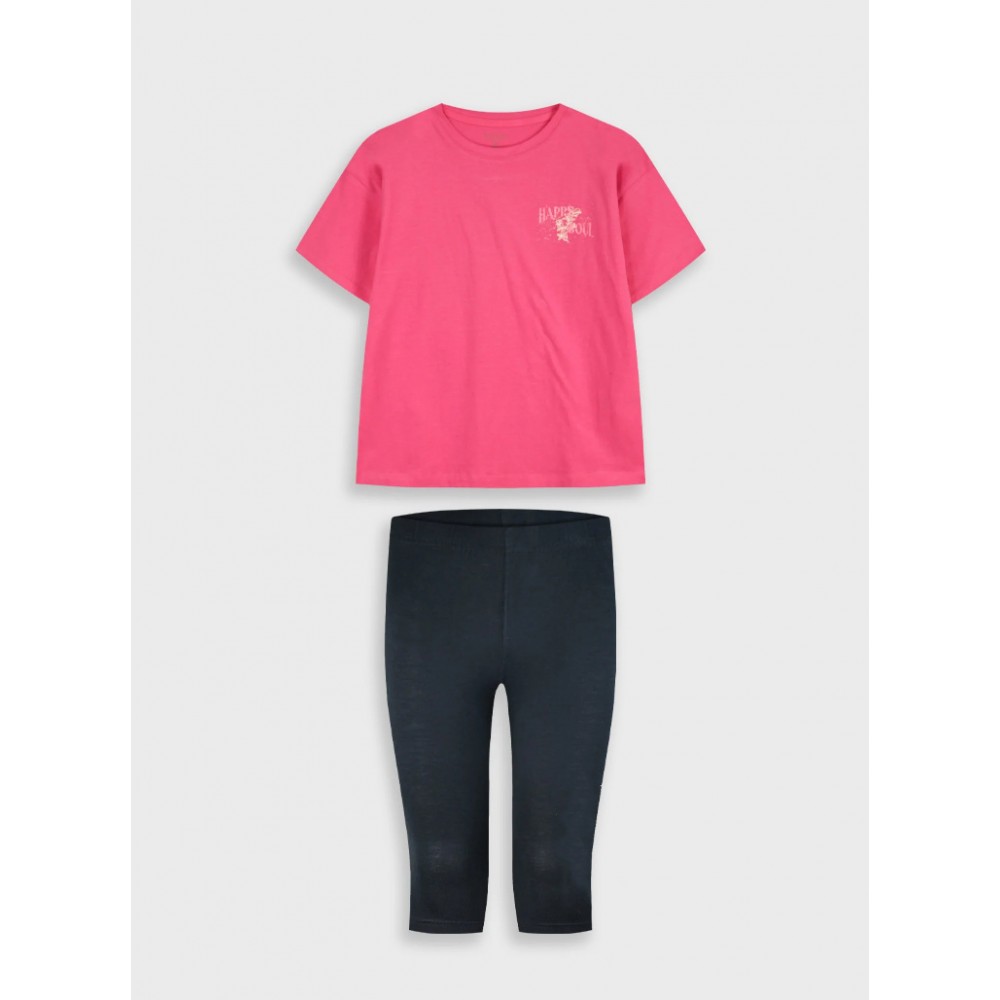 Εφηβικό Μακό Σετ με Μπλούζα Happy Soul Και Κολάν Κάπρι Κορίτσι (6-16) -Μαύρο- 16-226276-0