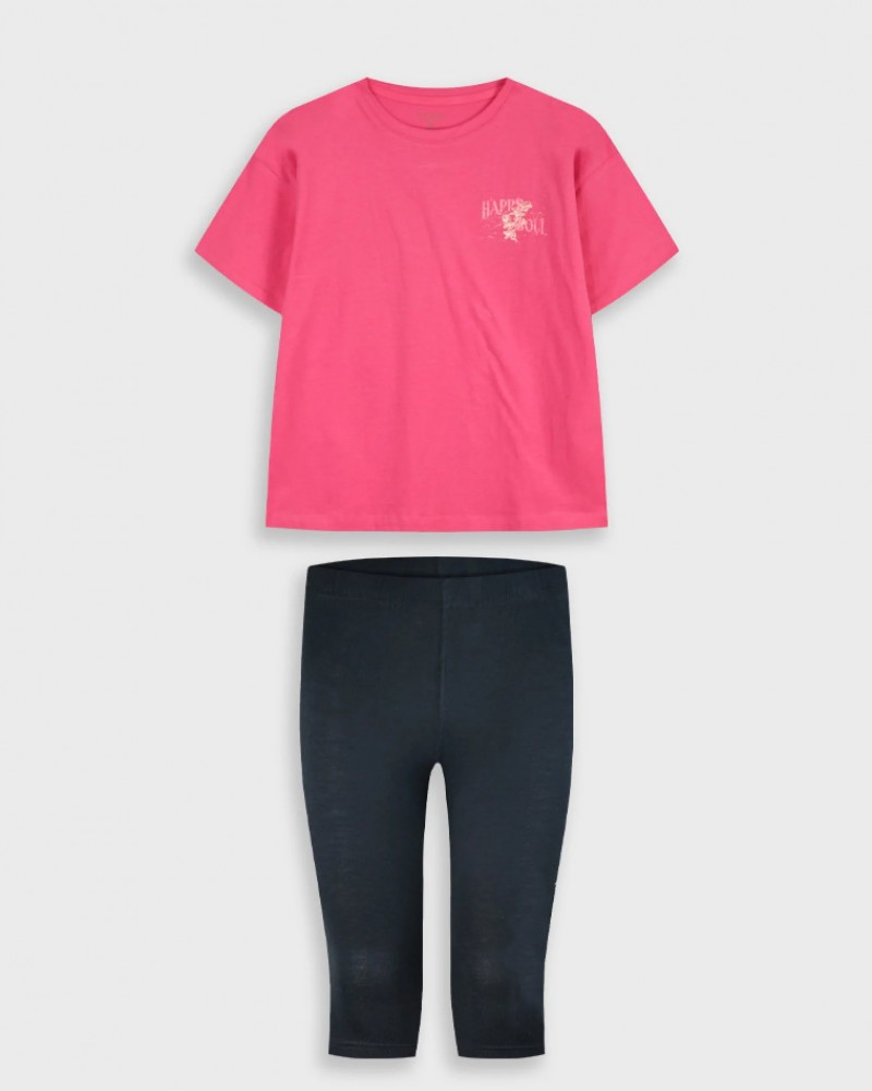 Εφηβικό Μακό Σετ με Μπλούζα Happy Soul Και Κολάν Κάπρι Κορίτσι (6-16) -Μαύρο- 