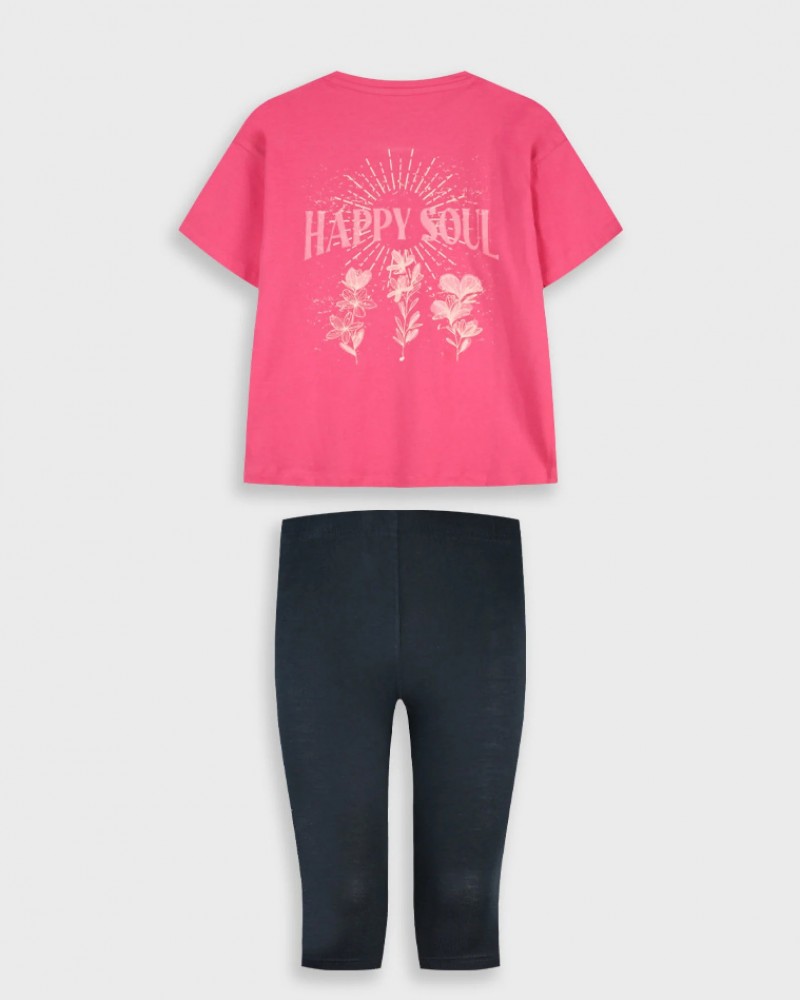 Εφηβικό Μακό Σετ με Μπλούζα Happy Soul Και Κολάν Κάπρι Κορίτσι (6-16) -Μαύρο- 