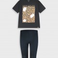 Εφηβικό Μακό Σετ με Μπλούζα Animal Και Κολάν Κάπρι Κορίτσι (6-16) -Μαύρο- 