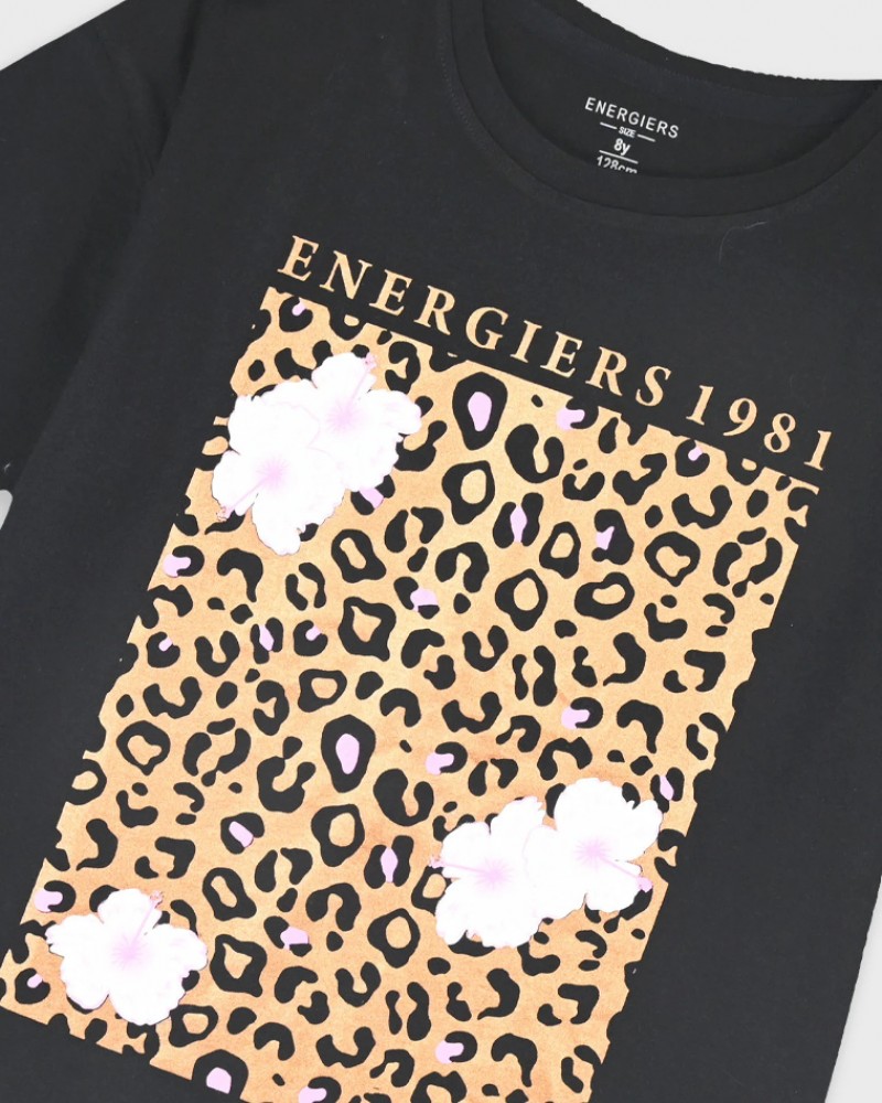 Εφηβικό Μακό Σετ με Μπλούζα Animal Και Κολάν Κάπρι Κορίτσι (6-16) -Μαύρο- 